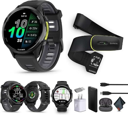 Picture of Garmin Forerunner 970 Smartwatch (Carbon Gray) + Access 600 M-XL Bundle | For Running, Training & Health | Men & Women | GPS Fitness Watch | Includes Access 600 Fitness Monitor M-XL + More