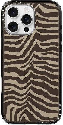 Picture of CASETiFY for iPhone 16 Pro Max Case - Compact Compatible with MagSafe | Slim and Sleek | 4ft. 2x Military Grade Drop Protection | Zebra-Brown | Black ClimatePartner certified