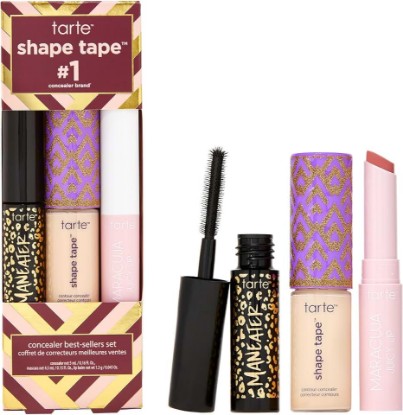 Picture of tarte shape tape best-sellers set – Shape Tape Concealer, Hydrating Lip Gloss Balm & Mascara for Curl, Volume & Length, Longwear, Cruelty Free