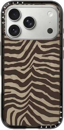 Picture of CASETiFY for iPhone 17 Pro Case - Compact Compatible with MagSafe | Slim and Sleek | 4ft. 2x Military Grade Drop Protection | Zebra-Brown | Black ClimatePartner certified