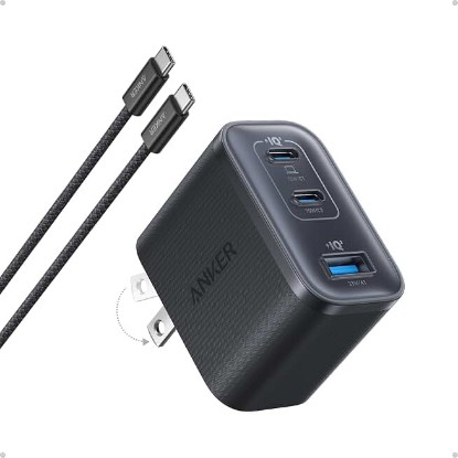 Picture of Anker Nano 70W Max 3-Port Fast Charger USB C, Type C Charger Fast Charging | Compact and Stylish USB C Charger Block, for iPhone 17/17 Pro Max/16 Series, MacBook Pro, iPad (Black, Cable Included) ClimatePartner certified