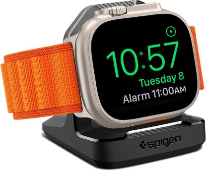 Picture of Spigen for Apple Watch Charger Stand, Durable TPU with Non-Slip Base | For Apple Watch Ultra 3/2/1 49mm, Series 11/10 46/42mm, 9/8/7 45/41mm, SE3/SE2/SE/6/5/4 44/40mm Rugged Armor Stand