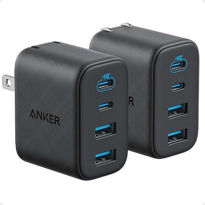 Picture of Anker Zolo USB C Charger Block, 50W Max Output Type C Charger Fast Charging | 2 USB C and 2 USB A, for iPhone 17/17 Pro Max/16 Series, MacBook, iPad, Pixel, Galaxy, Apple Watch and More (2-Pack, Black) ClimatePartner certified