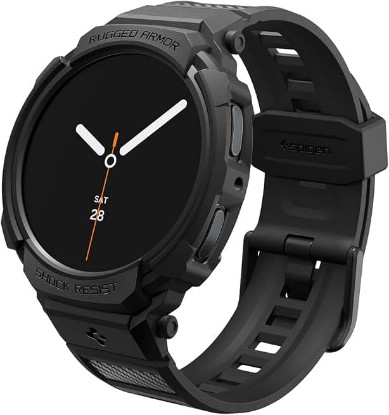 Picture of Spigen for Galaxy Watch 9/8 40mm Band with Case (2026/2025) | Rugged Armor Pro Durable Protective Flexible Scratch Resistant Shock Proof TPU Cover Strap - Matte Black