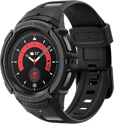Picture of Spigen for Samsung Galaxy Watch 5 Pro 45mm Band with Case (2022) | Rugged Armor Pro Durable Protective TPU Shock Proof Scratch Resistant Cover Strap