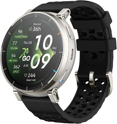 Picture of Amazfit Active 3 Smart Watch, 1.32" AMOLED Sapphire Glass, GPS, iOS/Android | 45mm, 12-Day Battery, Water-Resistant, 4GB Storage, Offline Maps, 170 Workout Modes, Heart Ratet Tracker