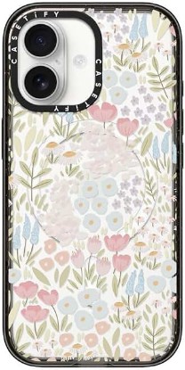 Picture of CASETiFY for iPhone 17 Case - Impact Compatible with MagSafe | 8.2 ft. 4x Military Grade Drop Protection | Eleanor by Ivory Paper Co | Black ClimatePartner certified