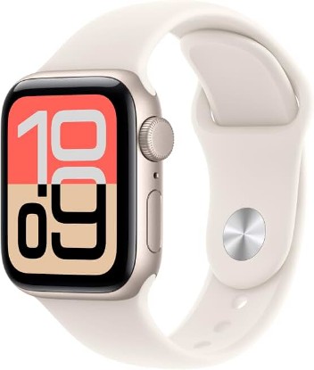 Picture of Apple Watch SE 3 [GPS 40mm] Smartwatch with Starlight Aluminum Case with Starlight Sport Band - S/M. Fitness and Sleep Trackers, Heart Rate Monitor, Always-On Display, Water Resistant