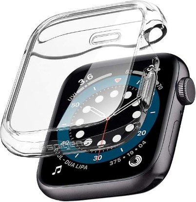 Picture of Spigen Ultra Hybrid for Apple Watch 40mm Case, Built-in Screen Protector | For Apple Watch Series SE3/SE2/6/SE/5/4 Soft Flexible TPU Overall Protective Cover - Crystal Clear
