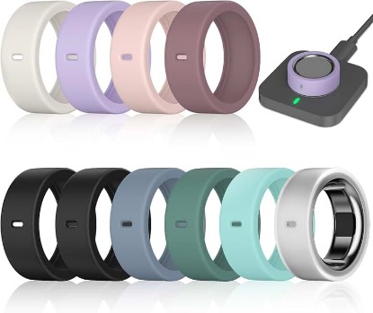 Picture of 10 Pack Ring Cover Compatible with Oura Ring Gen 4/4 Ceramic/Gen 3 | Support Charging with Cover on, Anti-Scratch Elastic Silicone Ring Protector for Men Women Working Out (Not for Oura 5)