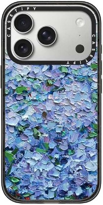 Picture of CASETiFY for iPhone 17 Pro Case - Impact Compatible with MagSafe | 8.2 ft. 4x Military Grade Drop Protection | Nantucket Blue Hydrangeas | Black ClimatePartner certified