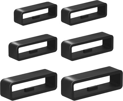 Picture of 6 Pcs Men's Watch Band Keepers, Watch Strap Holder Loops Retainer | 16mm/18mm/20mm/22mm /24mm/26mm Black Silicone Watch Band Fastener Rings Replacement Parts for Watches