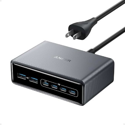 Picture of Anker Prime Charging Station, 200W 6-Port GaN Desktop Charger | Fast Charging USB C Charger for Multiple Devices, Compatible with iPhone, Galaxy, MacBook, Dell and More