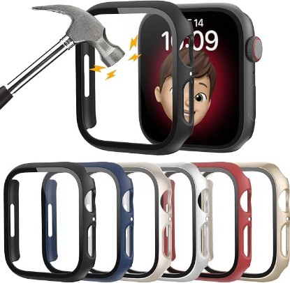 Picture of Rontion 6 Pack Hard PC Case for Apple Watch 44mm SE 3/SE 2/ Series 6/SE/5/4 | Ultra-Thin Scratch Resistant Tempered Glass Screen Protector Full Protective Bumper Face Cover Compatible with iWatch 44mm