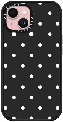 Picture of CASETiFY for iPhone 15 Case - Impact Compatible with MagSafe | 8.2 ft. 4x Military Grade Drop Protection | Classic Dottie Phone Case | Matte Black ClimatePartner certified