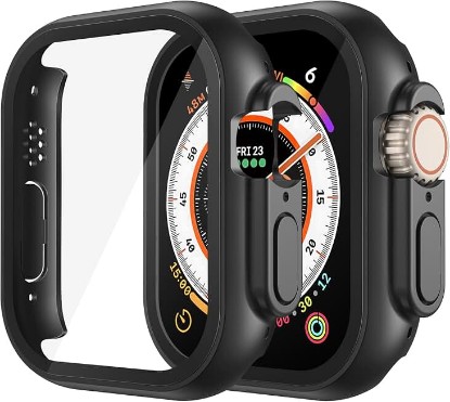 Picture of Misxi Case with Screen Protector for 49mm Apple Watch Ultra3/Ultra2/Ultra | 2-Pack Cover with Tempered Glass for Ultra 3/2/1, Scratch Resistant Sensitive Touch Protection, Black