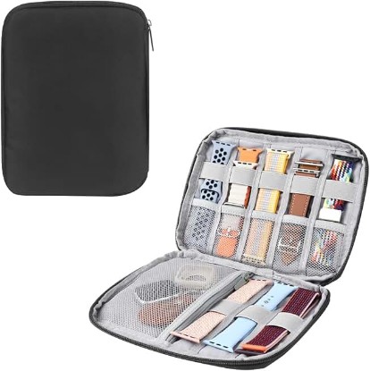 Picture of Watch Band Organizer, Watch Band Storage Case, Waterproof Smart Watch Band Organiser Case, Travel Organiser Bag for Watch Bands for Bands and Accessories,Watch Band Pin,Cable,Earphones (Black)