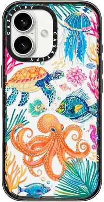 Picture of CASETiFY for iPhone 16 Case - Impact | Slim Fit | 8.2 ft. 4X Military Grade Drop Protection | Under the Sea 2 by Grace Andersson | Black