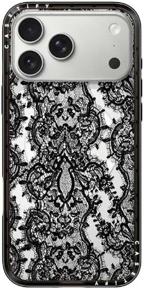 Picture of CASETiFY for iPhone 17 Pro Max Case - Compact Compatible with MagSafe | Slim and Sleek | 4ft. 2x Military Grade Drop Protection | Lace Pattern | Black