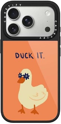 Picture of CASETiFY for iPhone 17 Pro Case - Glaze Compatible with MagSafe | Scratch Resistant | Peel-Proof Print | 4.9 ft. 1X Military Grade Drop Protection | Duck it - Tangy Tango | Black ClimatePartner certified