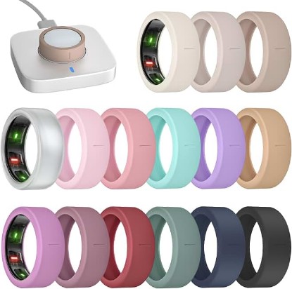 Picture of 15 Pack Ring Covers Compatible with Oura Ring Gen 4/4 Ceramic/Gen 3 | Ultra-Thin Anti-Scratch Silicone Protector Accessories for ULTRAHUMAN AIR/RingConn Gen 3/Gen 2/Gen 2 Air, Supports Charging