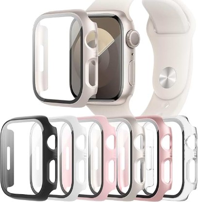 Picture of 6-Pack Case Compatible with Apple Watch 40mm Series SE 3(2025)/SE 2/SE/6/5/4 with Tempered Glass Screen Protector, QCKANLJ Ultra-Thin Hard PC Full Protective Face Cover Bumper for iWatch 40 mm