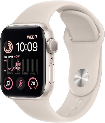 Picture of Apple Watch SE 2nd Gen (GPS, 40mm) - Starlight Case with Starlight Sport Band S/M (Renewed)