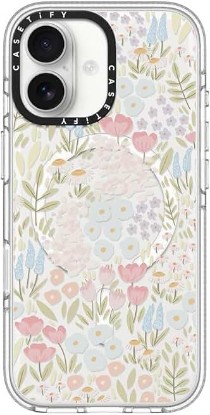 Picture of CASETiFY for iPhone 17 Case - Impact Clear Compatible with MagSafe | Not Yellowing | 6.6 ft. 3X Military Grade Drop Protection | Eleanor by Ivory Paper Co | Clear ClimatePartner certified