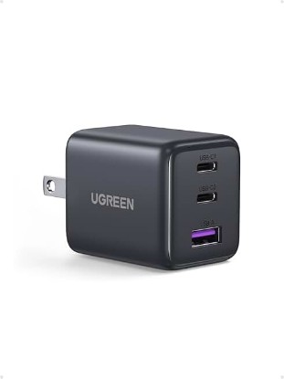 Picture of UGREEN 3-Port 30W USB C Charger Block, GaN II Type C Fast Charging, Black | 2 USB-C & 1 USB-A, Compact Size, Multiple Protection, for iPhone 17/16/15, Galaxy S26/S25, iPad, MacBook Neo/Air ClimatePartner certified