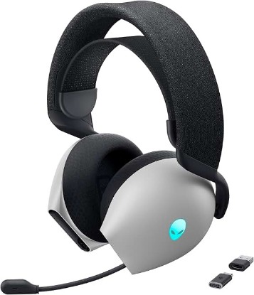 Picture of Alienware Wireless Gaming Headset AW725H | Bluetooth / 2.4GHz, Hi-Res Audio, Dolby Atmos, RGB Lighting, Lunar Light
