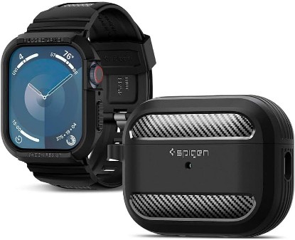 Picture of Spigen RA Pro Designed for Apple Watch Case with Band 45mm/44mm and AirPods Pro 2nd Generation Case - Black