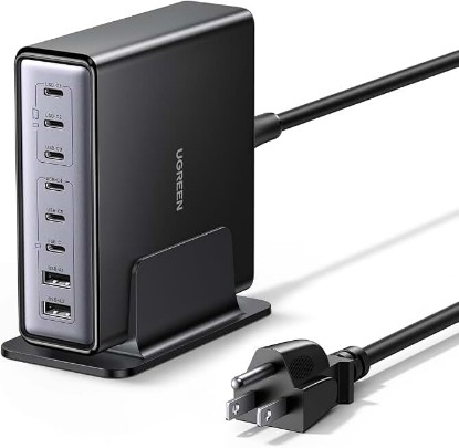 Picture of UGREEN Nexode 200W GaN USB C Charging Station, 8-Port Desktop Charger with PD 100W for MacBook Pro 16"/Air, Dell XPS, iPad Pro, iPhone 17/16/15, Galaxy S25/S24, Pixel 10/9 ClimatePartner certified