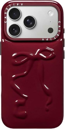 Picture of CASETiFY for iPhone 17 Pro Case - Pillow | Chic & Lightweight | Glossy Finish | Puffy Grip | iPhone 17 Pro - Pillow Case - Ruby Red Bow | Ruby Red Bow