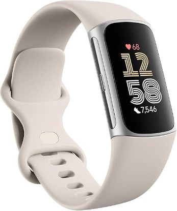 Picture of Fitbit Charge 6 Fitness & Activity Tracker with Heart Rate Monitoring, Google Maps & Wallet, Advanced Health Insights, Sleep & Activity Tracking, S & L Bands Included (Porcelain/Silver Aluminium)