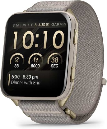 Picture of Garmin Venu® X1, Thin & Lightweight Smartwatch, 51mm, Soft Gold/French Gray | 24/7 Health & Wellness Monitoring, Advanced Training Features, Built-In Flashlight, Scratch-Resistance Sapphire Lens