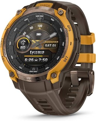 Picture of Garmin Instinct® Crossover AMOLED, 46mm, Cocoa | Bright AMOLED Display, Rugged GPS Smartwatch, Built-In Dimmable Flashlight, Detailed Health & Wellness Features
