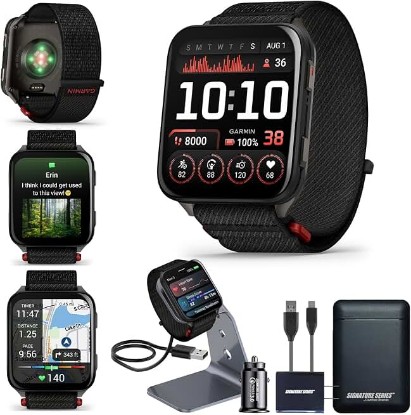 Picture of Garmin Venu X1 Thin & Lightweight GPS Smartwatch, Black | AMOLED Display, Advanced Health and Fitness Features, Sleep Tracking, 100+ Sports Apps | Signature Series Power Bundle