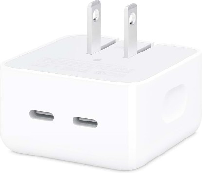 Picture of Apple 35W Dual USB-C Port Compact Power Adapter: Fast and Convenient Charging, Type C Wall Charger | 35W dual USB-C ports with folding prongs for MacBook Air, iPhone and iPad