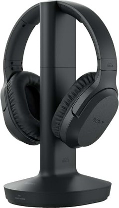 Picture of Sony RF400 Wireless Home Theater Headphones for Watching TV WHRF400, Black | Requires use of RCA Audio Out or Headphone Jack on Television, 150 Foot Wireless Range, Up to 20 Hrs of Battery, Comfortable