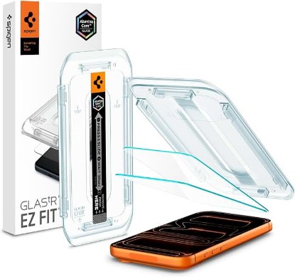 Picture of Spigen Screen Protector for iPhone 17 Pro Max, 16 Pro Max | GlasTR EZ Fit, AluminaCore Aluminum-enhanced 10H+ tempered glass, Auto-align tray, 100% clarity, Case-friendly, 2 Pack