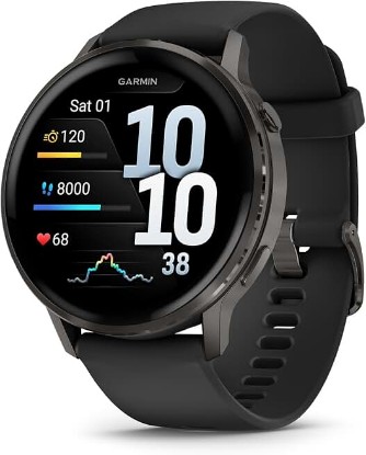 Picture of Garmin Venu® 4, Advanced Fitness Smartwatch, 45mm, Black Silicone | 24/7 Health Monitoring, Advanced Sleep Tracking, Health Status, 80+ Preloaded Sports Apps, Built-In Flashlight