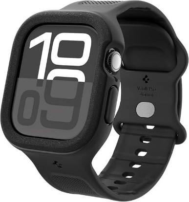 Picture of Spigen for Apple Watch Series 11/10 Band with Case, Vault Pro Protective TPU Cover with Strap | Durable Protective Flexible TPU Shock Proof Scratch Resistant Cover Strap for Men Women, Matte Black