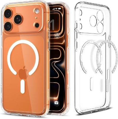 Picture of Spigen for iPhone 17 Pro Max Case, Ultra Hybrid MagFit [TPU Covered Camera Control] [Anti-Yellowing] [Compatible with Magsafe] - Clear