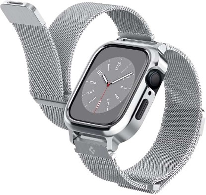 Picture of Spigen Metal Fit Pro for Apple Watch Band with Case, Stainless Steel Strap | For Apple Watch Series SE3/9/8/SE2/7/6/SE/5/4 41mm/40mm