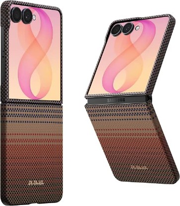Picture of pitaka for Z Flip 8 Case, Caseless Touch Feeling, Sunset | Barely There Feel, Aramid Fiber Woven, Slim & Light Galaxy Z Flip 8 Case, Silky Texture, Compatible with MagSafe, Minimalist