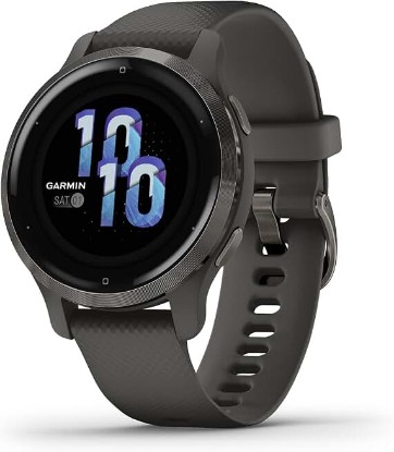 Picture of Garmin Venu 2S, Smaller-Sized GPS Smartwatch with Advanced Health Monitoring and Fitness Features, Slate Bezel with Graphite Case and Silicone Band, (010-02429-00)