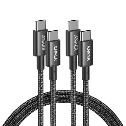 Picture of Anker USB C to USB C Cable, 100W Fast Charging Cable (2-Pack, 6 ft, Black) | For iPhone 17 Series, MacBook Pro 2020, Pixel, and More (Not for Video Output) ClimatePartner certified