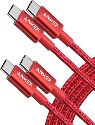 Picture of Anker USB C to USB C Cable, 60W Fast Charging Cable (2-Pack, 6 ft, Red) | For iPhone 17 Series, iPad mini 6, and More ClimatePartner certified