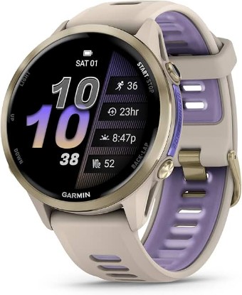 Picture of Garmin Forerunner® 970, 47mm, Soft Gold Titanium, French Gray/Indigo | Premium GPS Running & Triathlong Smartwatch, AMOLED Display, Built-In Flashlight, Enhanced Navigation