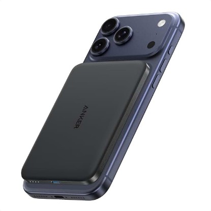 Picture of Anker Nano Magnetic Power Bank, 5,000mAh Qi2-Certified 15W Portable Charger | Ultra-Slim Wireless Battery Pack with Ergonomic Design, Compact for Travel, for iPhone 17 / 16 Series and More